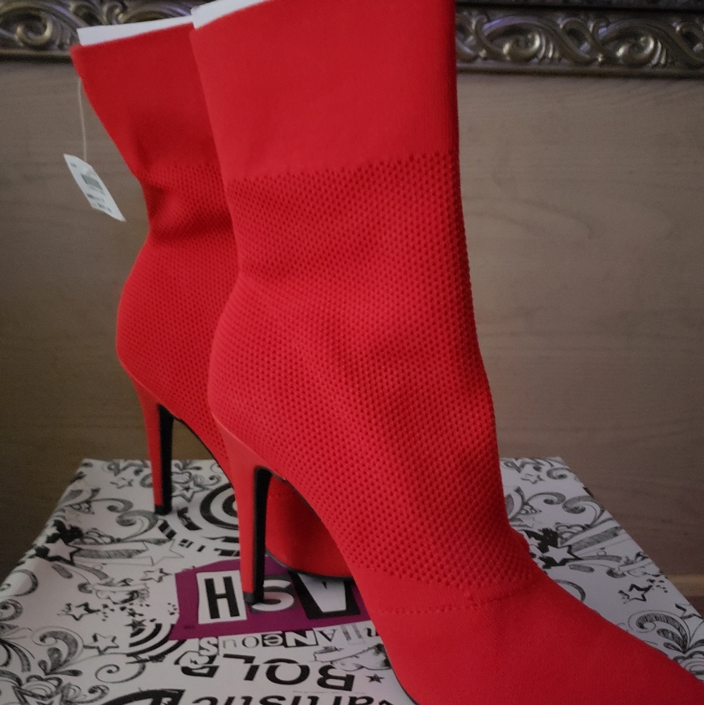 Sexy Red Ankle Sock Boots